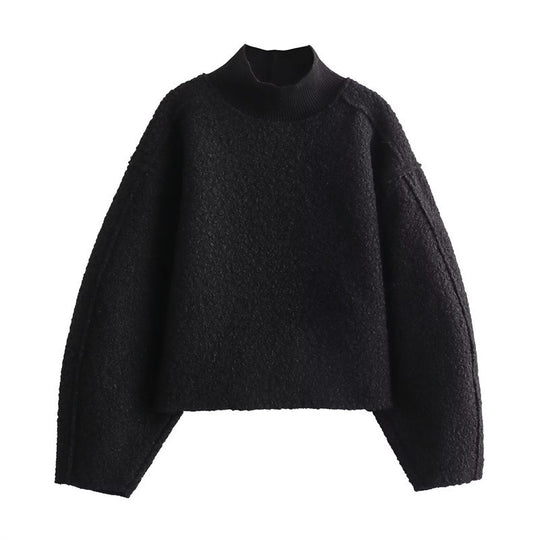 Damen Kuscheliger Pullover mit hohem Kragen und überschnittenen Schultern EB