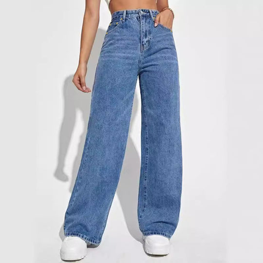 Damen Weite Denim-Hose mit lässigem Schnitt EB