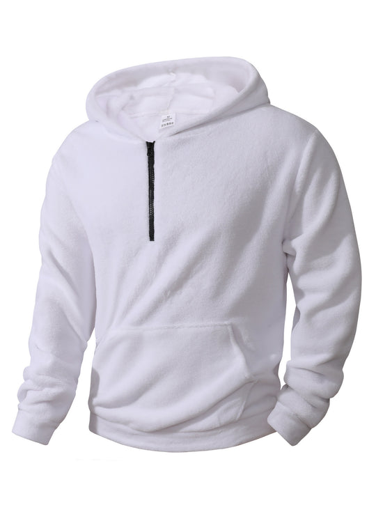 Herren nan kuscheliger Microfleece-Hoodie mit Halbzip, Kapuze und Kängurutasche EB