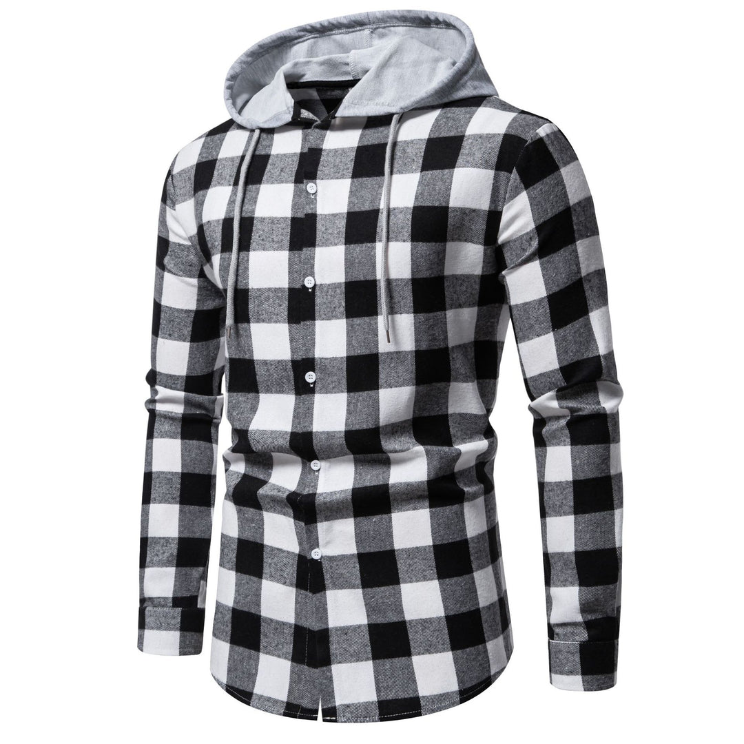 Herren Karo-Hemdjacke mit Kapuze und modernem Schnitt EB