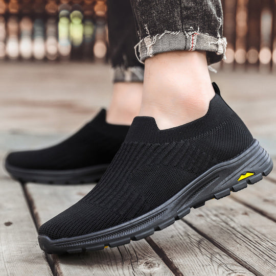 Damen Elastische Slip-On Sneakers mit atmungsaktiver Strickoberfläche und rutschfester Sohle EB