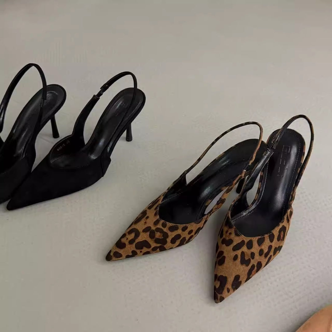 Damen Slingback-Pumps aus Wildleder mit eleganter Spitzform EB