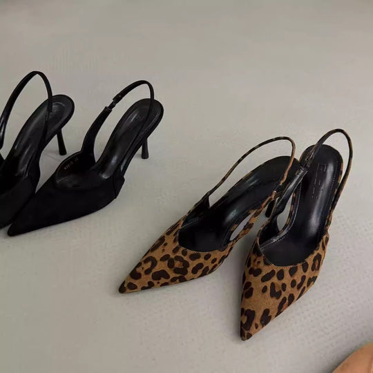 Damen Slingback-Pumps aus Wildleder mit eleganter Spitzform EB