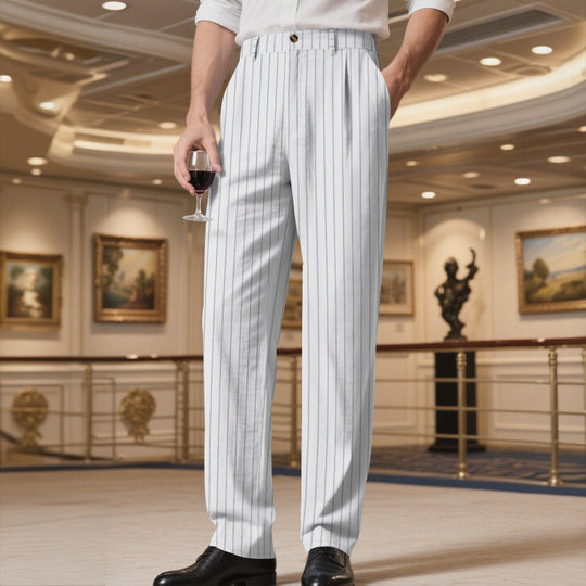 Herren elegante Anzughose mit feinem Nadelstreifen und bequemer Passform EB