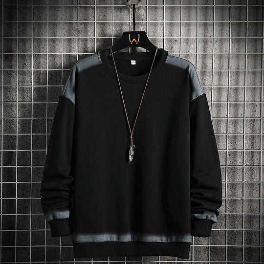 Herren Oversize-Sweatshirt mit Rundhals, kontrastiertem Spray‑Effekt und geripptem Saum EB