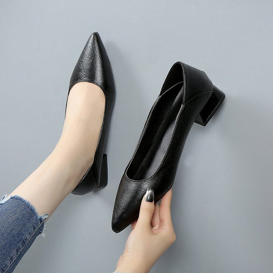 Damen elegante Ballerinas mit stabilem Blockabsatz EB