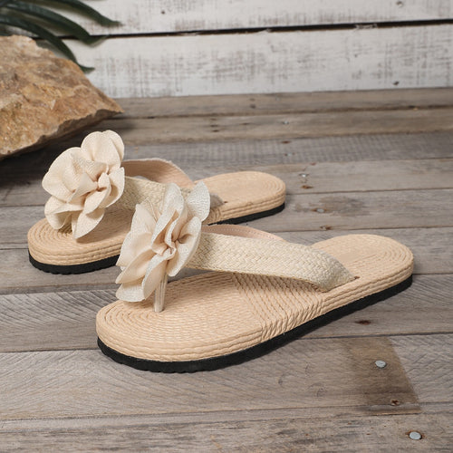 Damen Modische Zehentrenner-Sandalen mit floralem Dekor EB