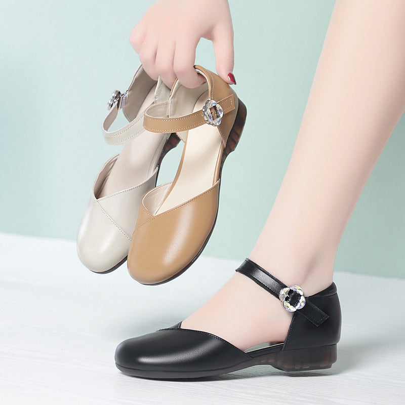 Damen Komfortable Riemchenballerinas mit modischer Schnalle EB