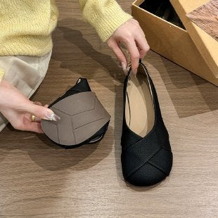 Damen Ballerinas mit hochwertiger Lederoberfläche und elegantem Querriemen EB