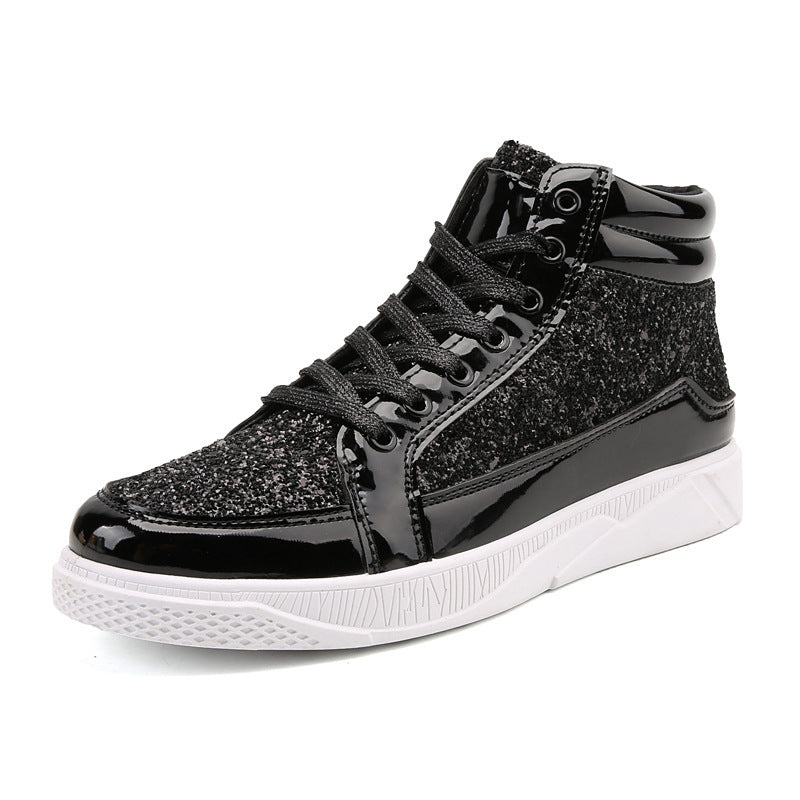 Damen Glitzernde High-Top Sneakers mit reflektierender Oberfläche und rutschfester Sohle EB