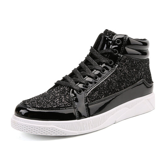 Damen Glitzernde High-Top Sneakers mit reflektierender Oberfläche und rutschfester Sohle EB