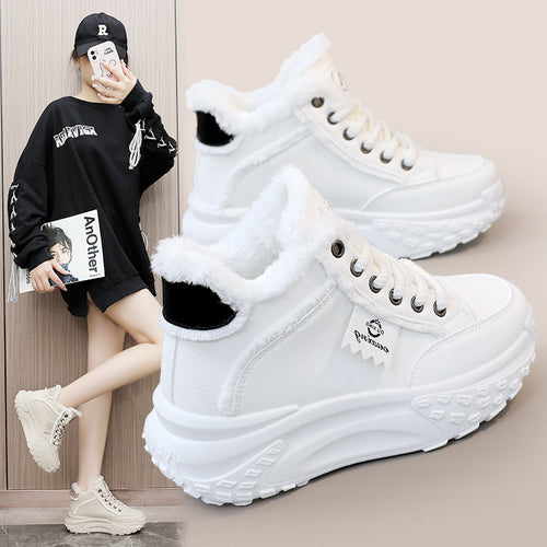 Damen High-Top Winter Sneakers mit flauschigem Innenfutter und rutschfester Sohle EB