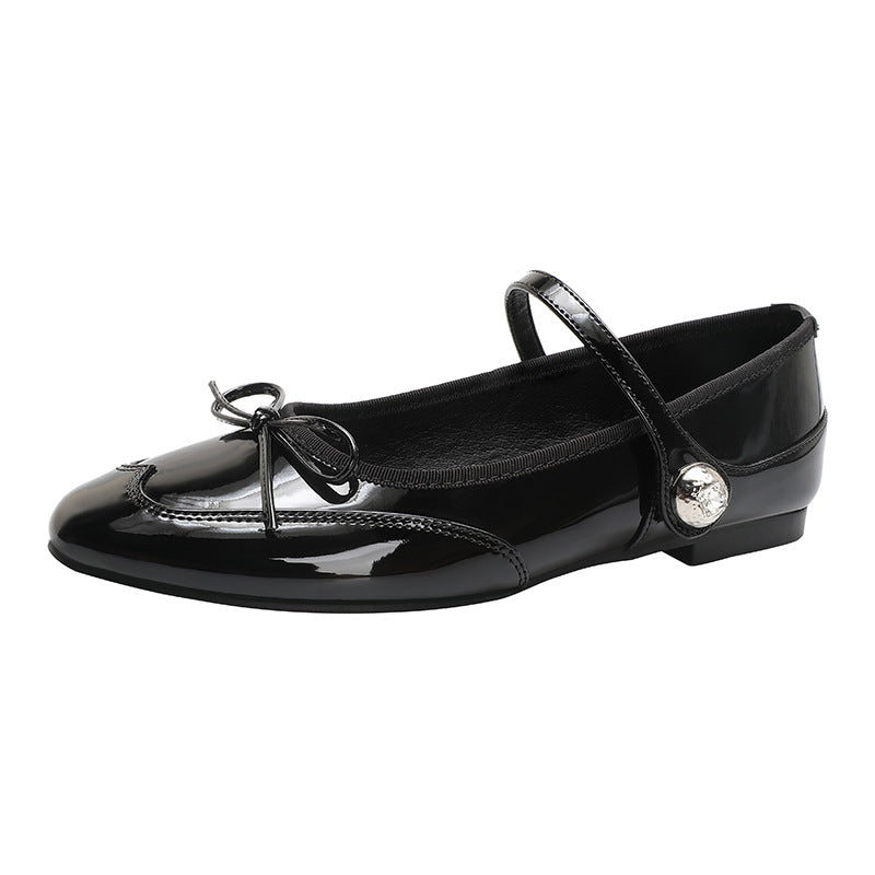 Damen elegante Ballerinas mit dekorativem Riemen und funkelndem Schmuckdetail EB
