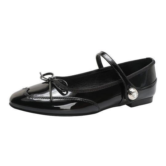 Damen elegante Ballerinas mit dekorativem Riemen und funkelndem Schmuckdetail EB