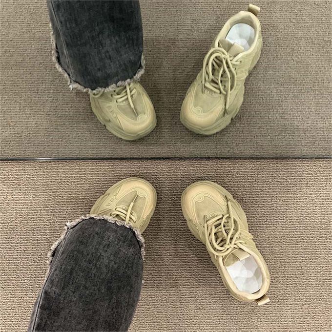 Damen Chunky Sneakers mit atmungsaktiver Mesh-Oberfläche und gepolsterter Sohle EB