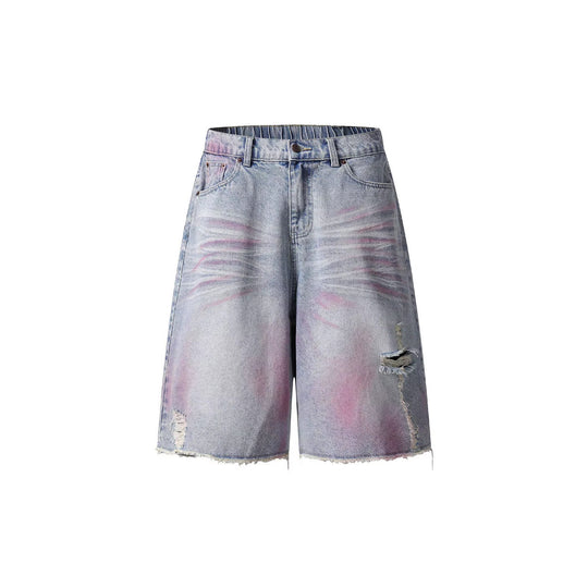 Damen Trendige Denim-Shorts mit einzigartigen Graffiti- und Destroyed-Details EB