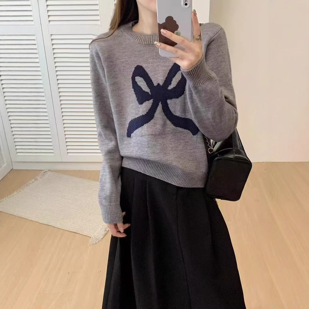 Damen Kuscheliger Pullover mit verspieltem Schleifenmotiv und weitem Schnitt EB