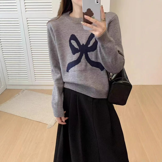 Damen Kuscheliger Pullover mit verspieltem Schleifenmotiv und weitem Schnitt EB