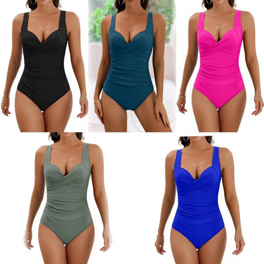 Damen Einteiliger Badeanzug mit modischem Wickel-Design und figurformendem Schnitt EB