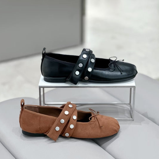 Damen Flache Ballerinas mit modischem Design und Verschluss EB