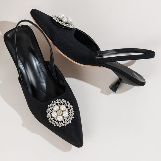 Damen Slingback-Pumps mit eleganter Perlenapplikation und modischem Schnitt EB