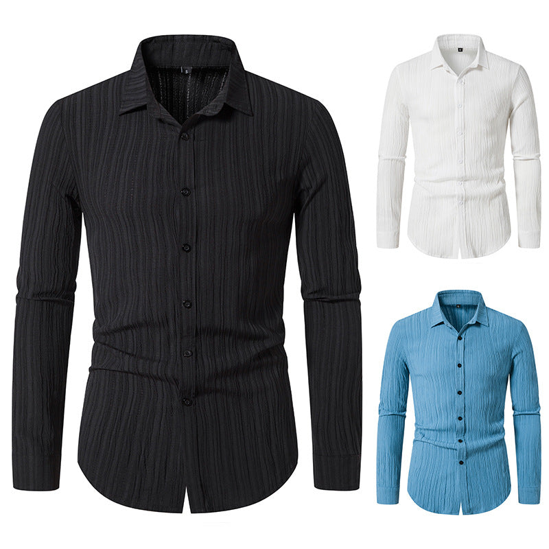 Herren Langarmhemd mit strukturiertem Design und moderner Passform EB