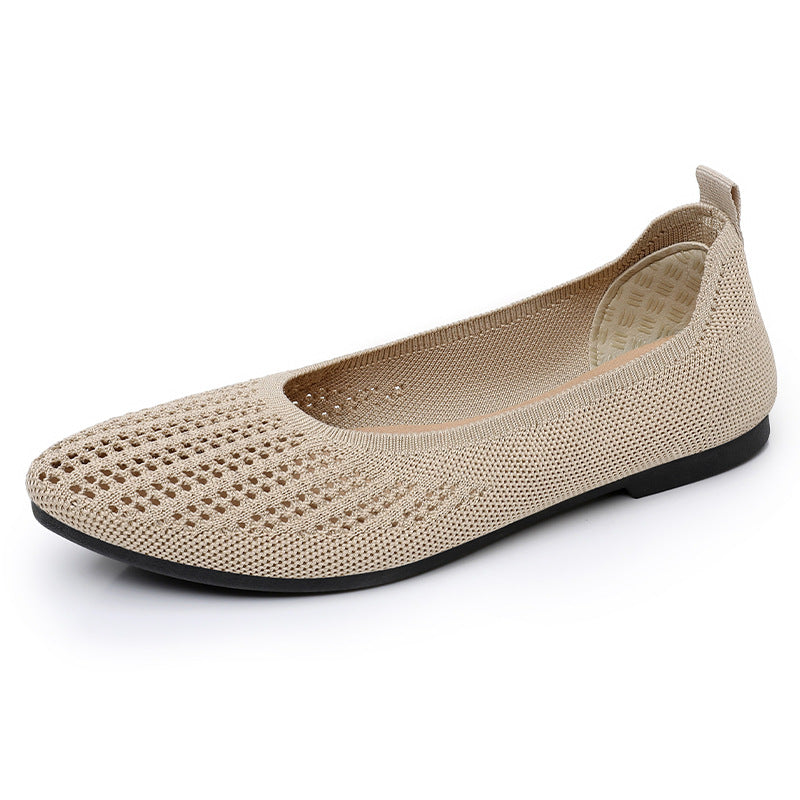 Damen Atmungsaktive Ballerinas mit elastischem Strickdesign EB