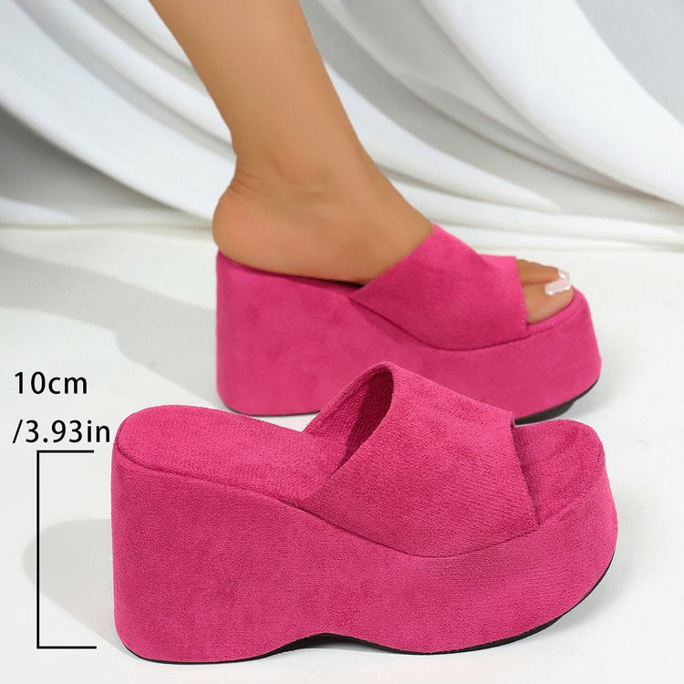 Damen Plateau-Sandalen mit transparentem Riemen und rutschfester Sohle EB