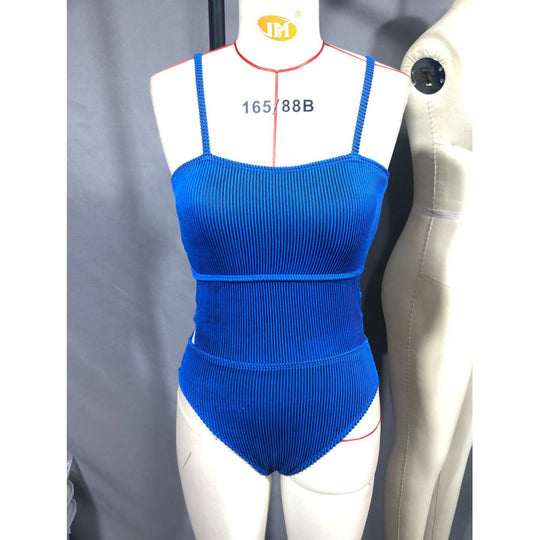 Damen Einteiler Badeanzug mit elegantem Rippendesign und figurschmeichelnder Silhouette EB