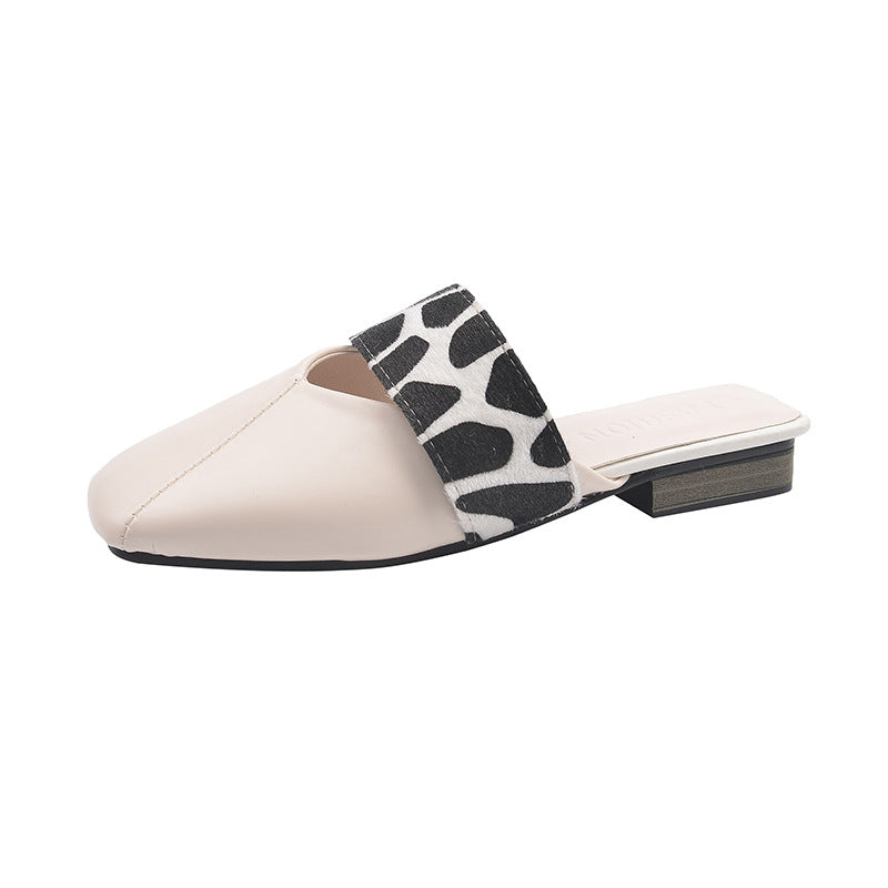Damen Offene Mules mit modischem Knoten-Design und tierischem Muster EB