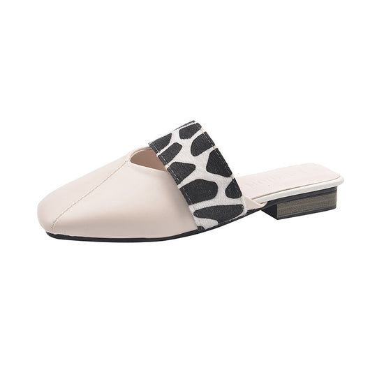 Damen Offene Mules mit modischem Knoten-Design und tierischem Muster EB