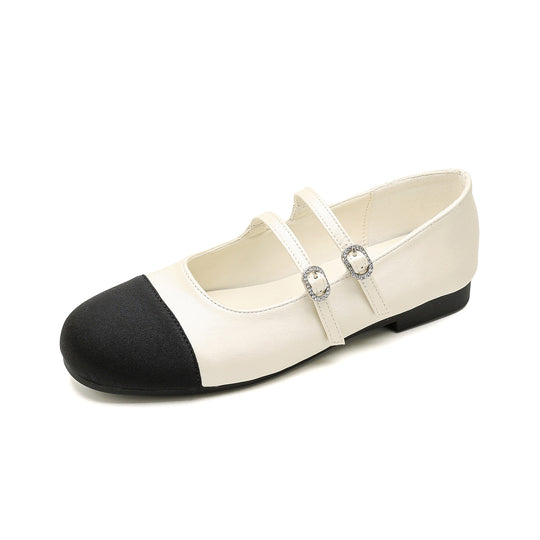 Damen Ballerinas mit doppeltem Riemen und eleganter Schnallenverzierung EB