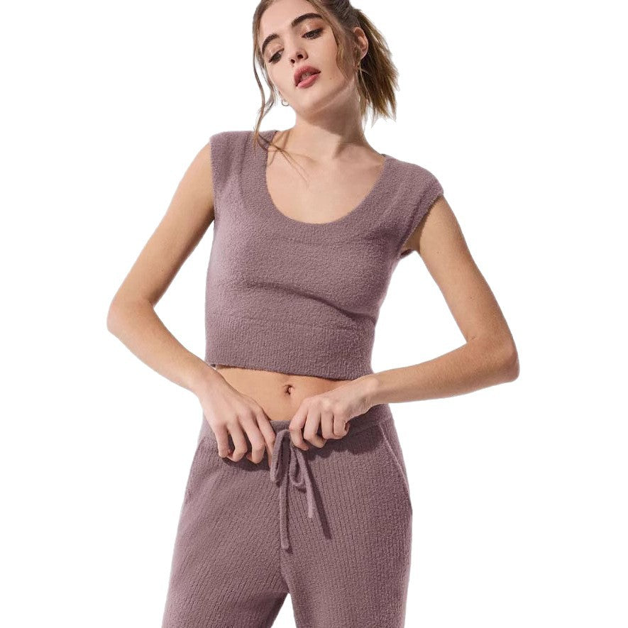 Damen ärmelloses Stricktop mit stylishen Details EB