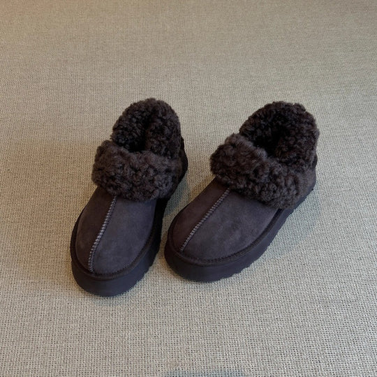 Damen Gemütliche Fell-Clogs mit weichem Innenfutter und rutschfester Sohle EB