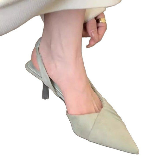 Damen Elegante Slingback-Pumps mit feinen Falten und spitzem Zehenbereich EB
