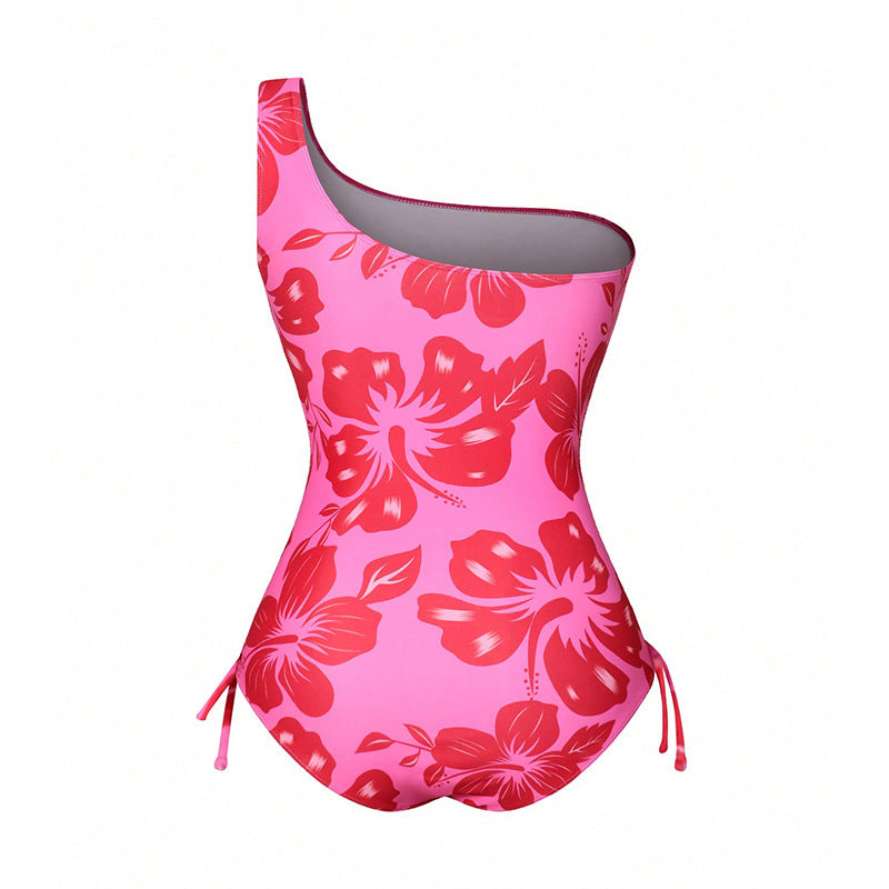 Damen Einteiliger Badeanzug mit elegantem Rüschendesign und passendem Pareo EB