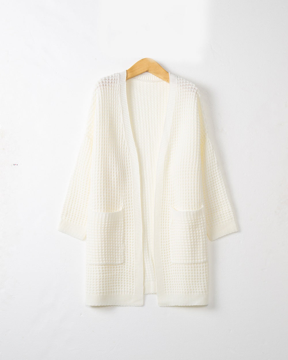 Damen lässiger Strickcardigan mit Taschen und offenem Schnitt EB
