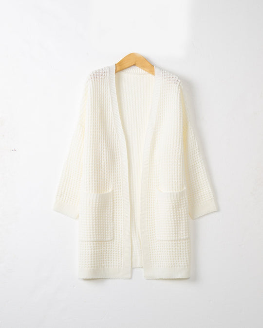 Damen lässiger Strickcardigan mit Taschen und offenem Schnitt EB