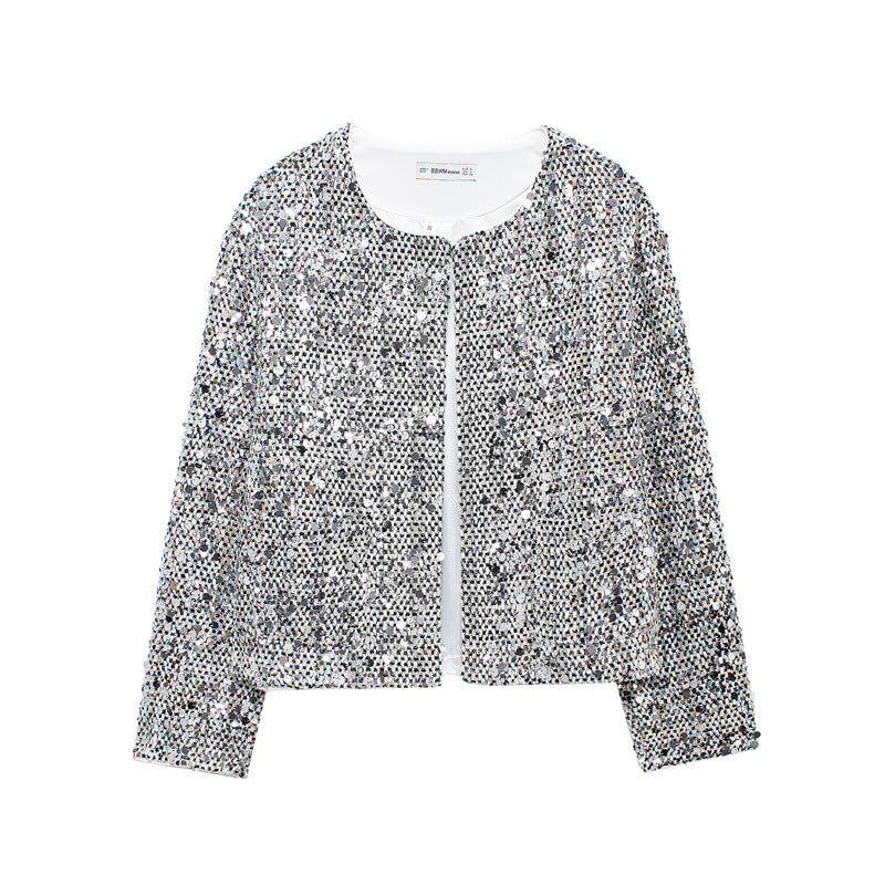 Damen schimmernde Paillettenjacke EB
