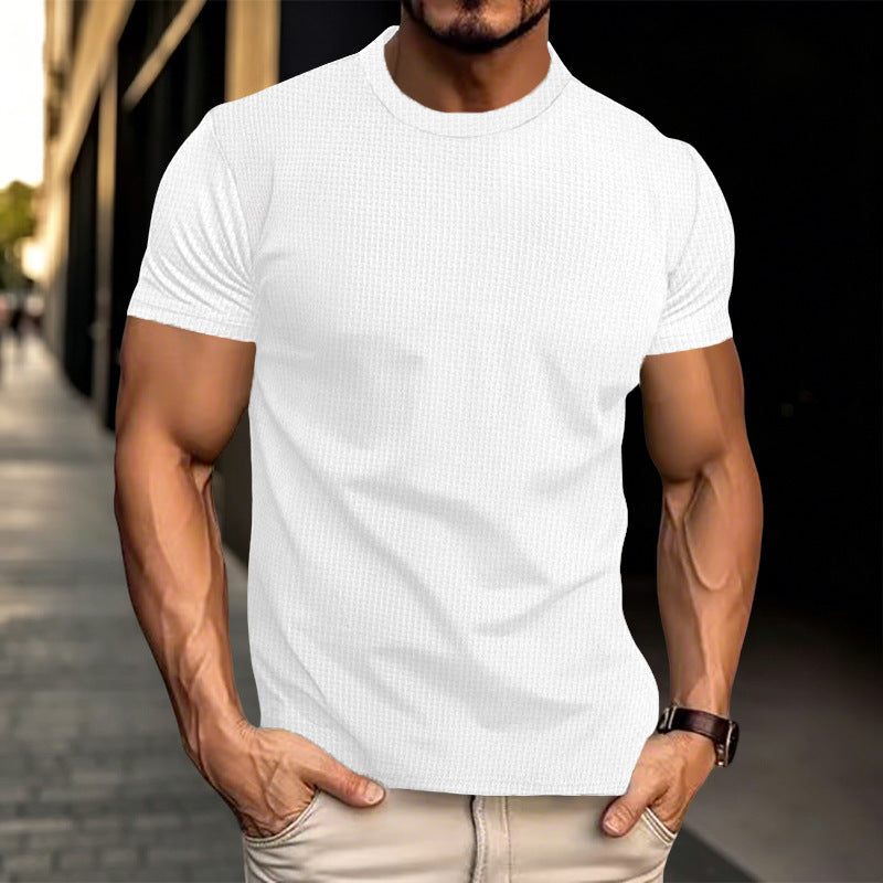 Herren Strukturiertes Kurzarm-T-Shirt aus Feinstrick EB