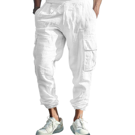Herren luftige Cargo-Hose mit elastischem Bund und seitlichen Taschen EB