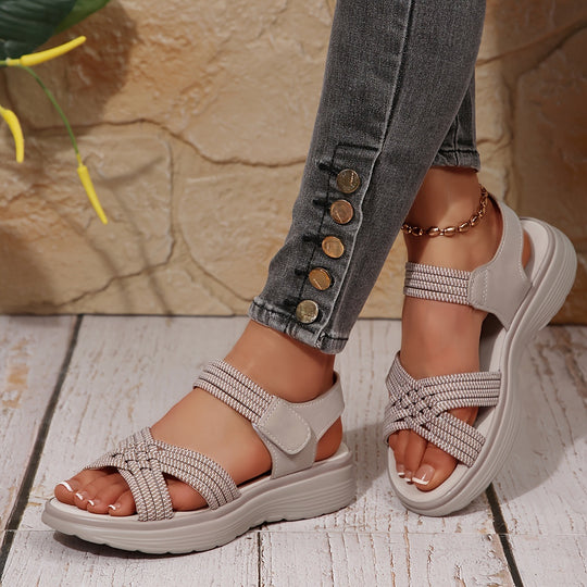 Damen Sportliche Sandalen mit geflochtenen Riemen und gepolsterter Sohle EB