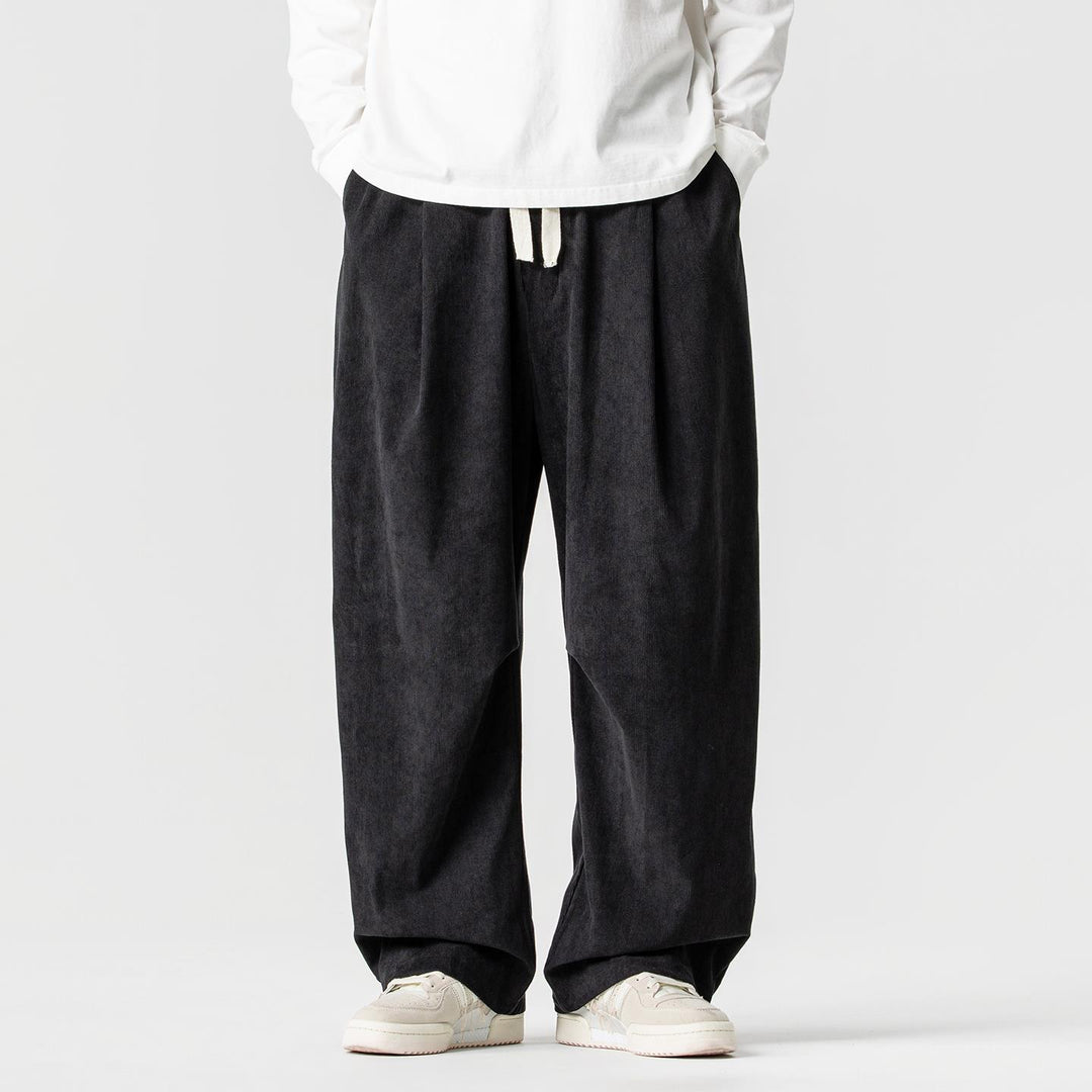 Herren nan weite Cordhose mit Tunnelzug, Bundfalten und relaxed Fit EB