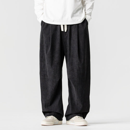 Herren nan weite Cordhose mit Tunnelzug, Bundfalten und relaxed Fit EB
