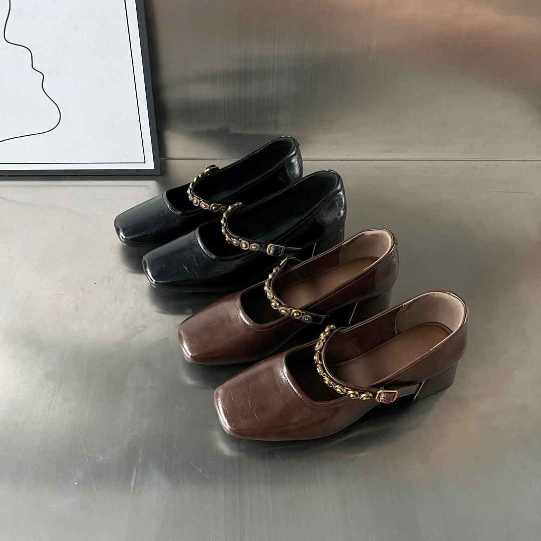 Damen Elegante Plateauschuhe mit dekorativen Schnallen und stabiler Blockabsatz EB