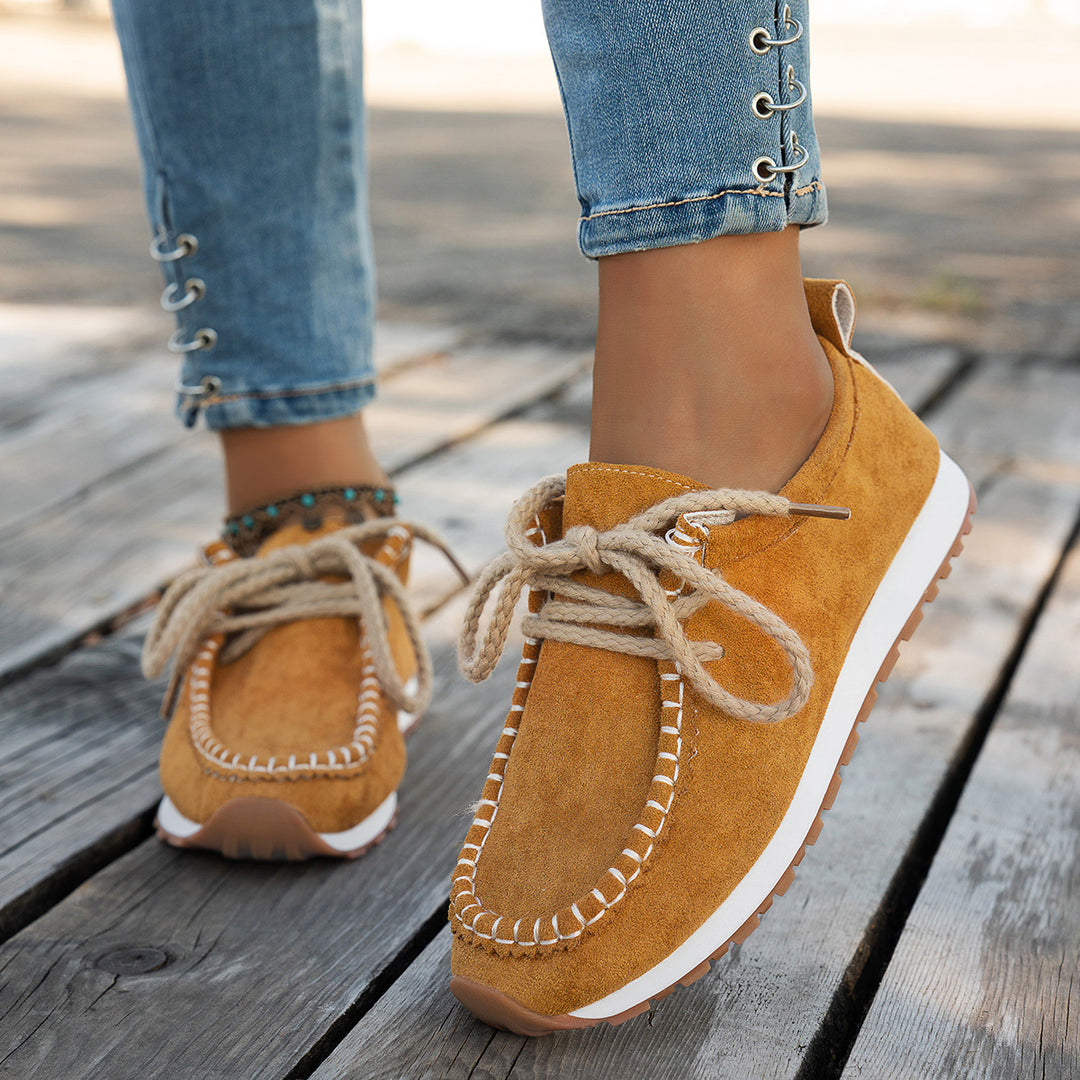 Damen Freizeit-Sneaker aus weichem Wildleder mit dekorativer Schnürung EB