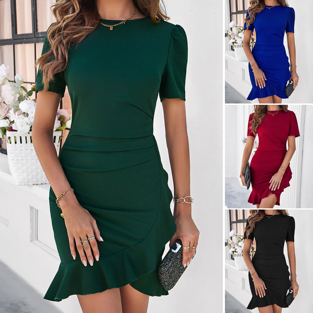 Damen figurbetontes Wickelkleid mit Rüsche EB