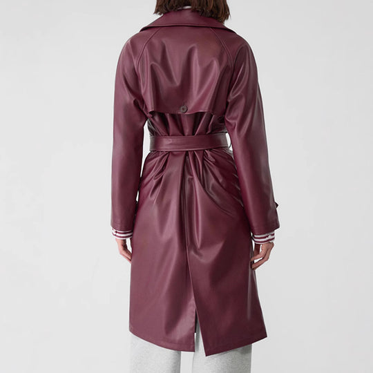 Damen Kunstleder-Trenchcoat mit elegantem Schnitt EB
