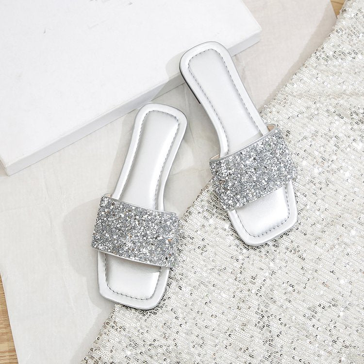 Damen Glitzernde Riemchen-Pantoletten EB