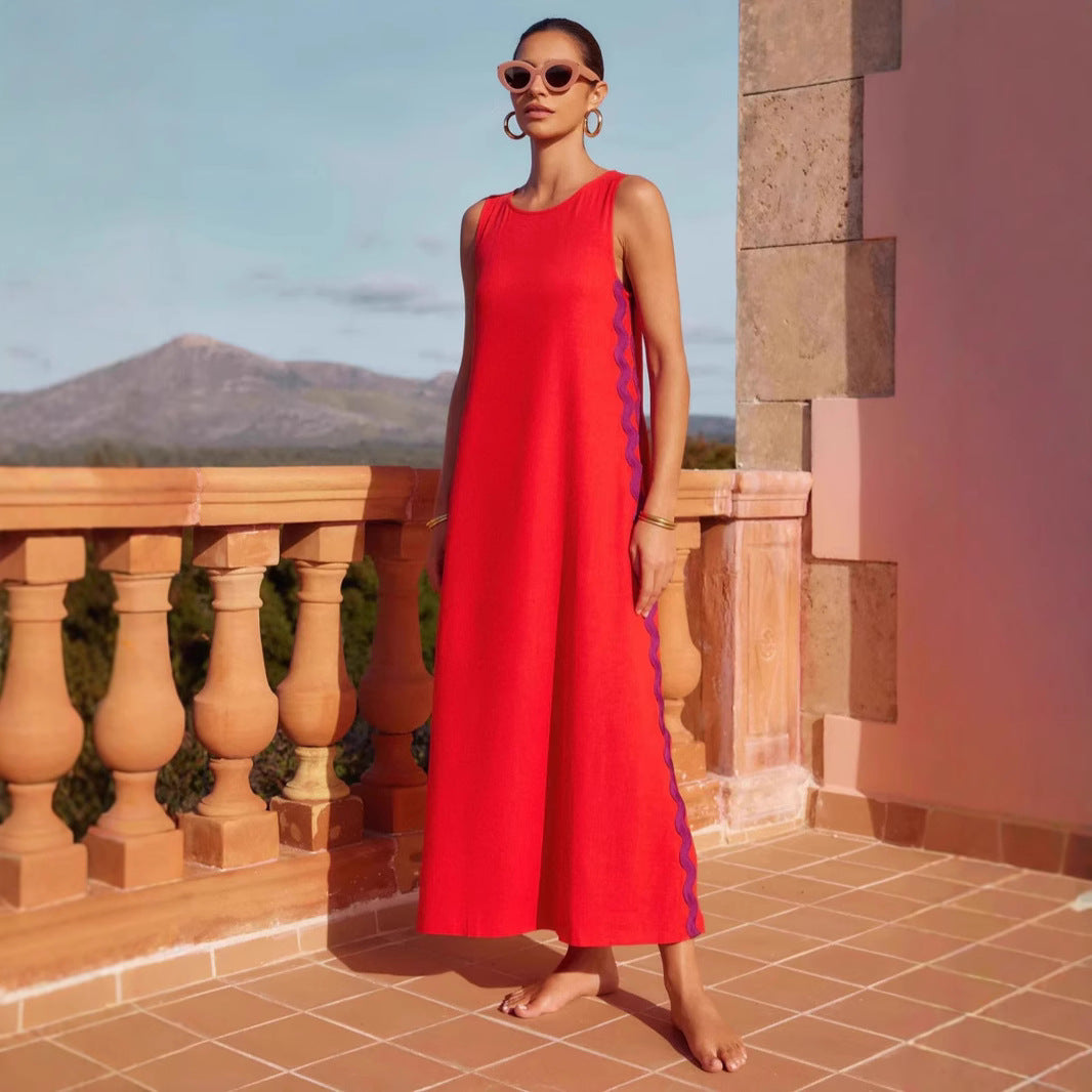 Damen Maxikleid mit elegantem Schnitt und Zierdetails EB